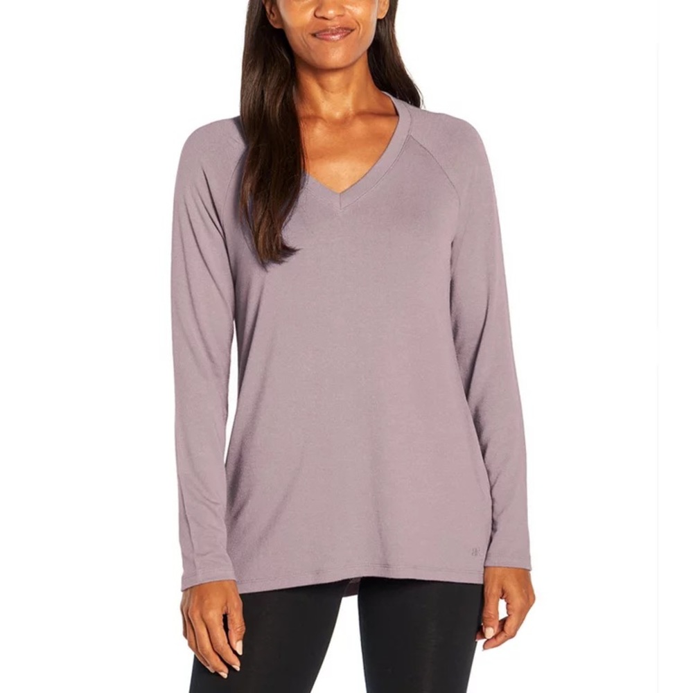Banana Republic Long Sleeve V-Neck Top, Purple, size S